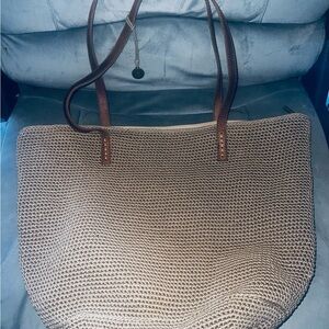 The Sak Tan Woven Tote Bag EUC